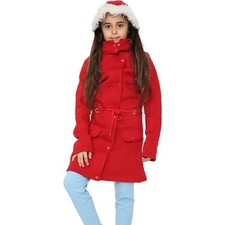 Kids Hooded Red Parka Jacket Faux Fur Coat Rose Nose Day Age 5-13 Years