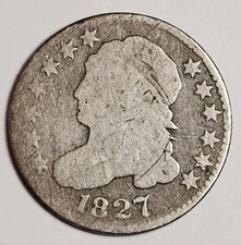 1827 Bust Dime.  Natural Uncleaned Full Rims.  G-VG Detail.  158751