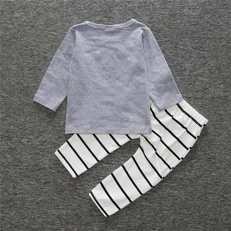 2pcs Newborn Infant Boys Long Sleeve Tops Shirt Striped Pants Kids