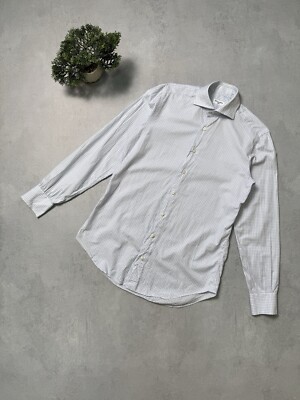 Cesare Attolini Napoli Button Up Dress Shirt Size 39/15.5 Blue Check 