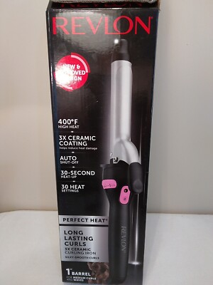 REVLON PERFECT HEAT 3X CERAMIC COATING 1'' CURLING IRON, MEDIUM CURLS, 30 SETTING