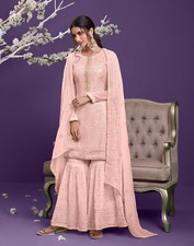 Glam Peach Pakistani Style Bollywood Festive Wear Sharara   Perfect for Wedding