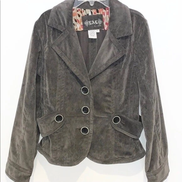 Blazer de veludo cinza Live a Little - Imagem 2 de 4