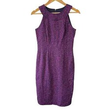 ADRIANNA PAPELL Womens Sleeveless Dress Size 4 Purple/Navy Circle Print Lined