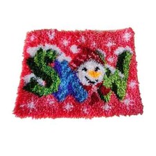 Vintage Christmas Decor Latch Hook Rug Snowman