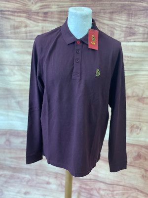 Herren Luke 1977 weinrot/Shiraz Williams Langarm Poloshirt, Large neu mit Etikett UVP £65