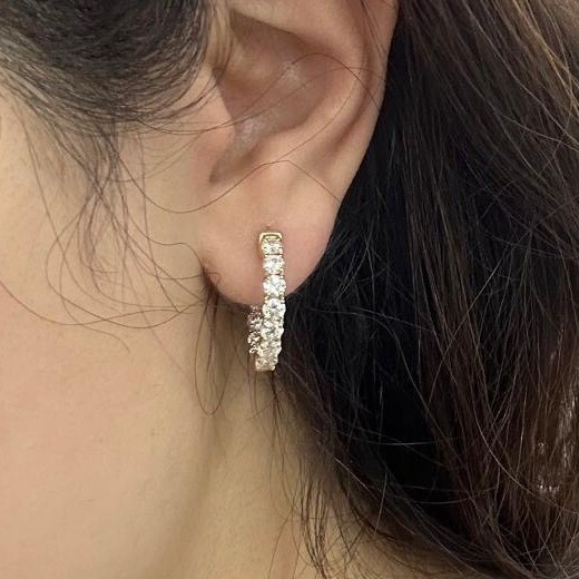 1.00Ct Natural Round Diamond U Prong Hoop Earing Crafted in 18K White Gold image 9