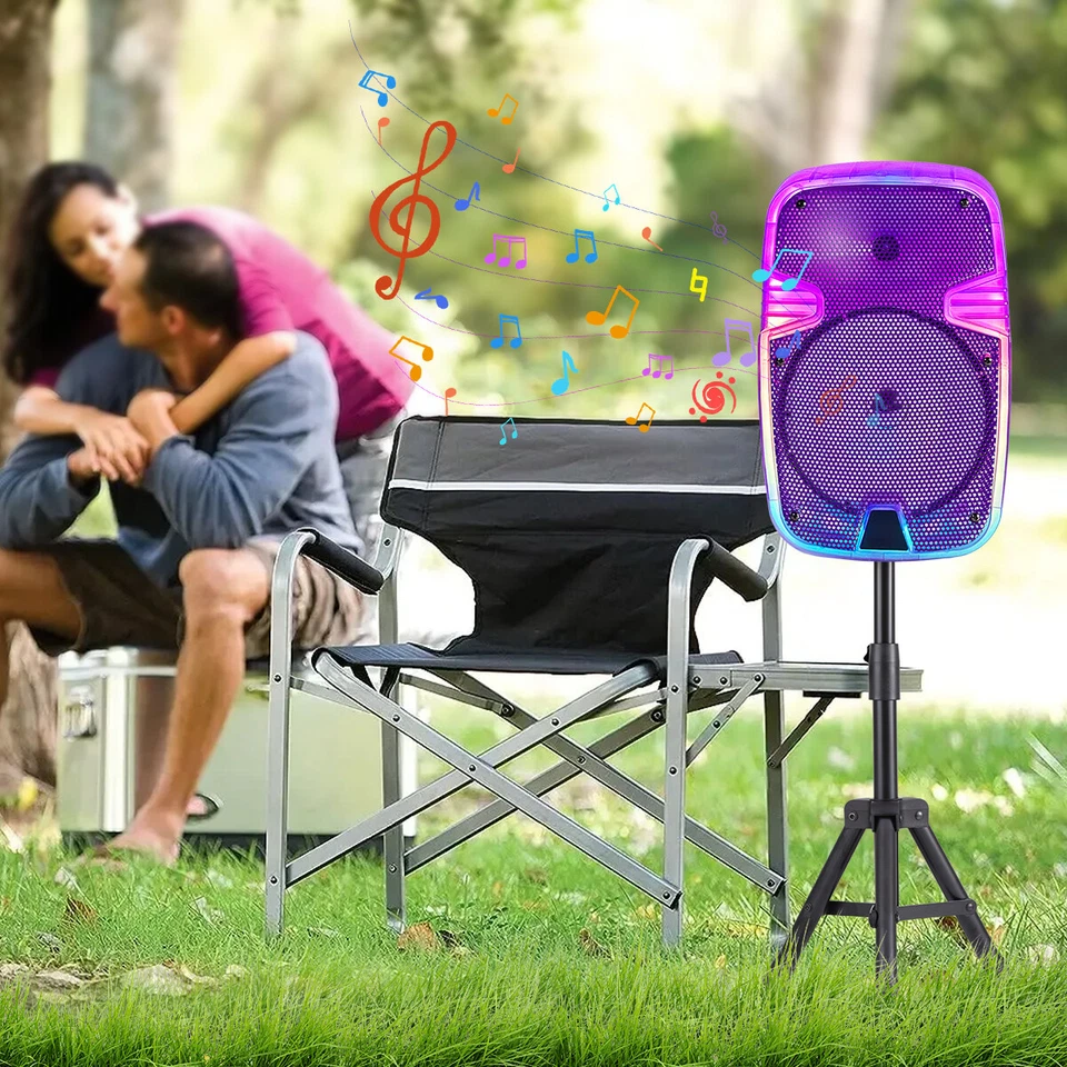 8 inch PA Portable Bluetooth Party Speaker Karaoke Boombox TWS/AUX + Mic & Stand - Image 4 of 4