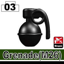 Black Frag Grenade compatible with toy brick minifigures SWAT ARMY