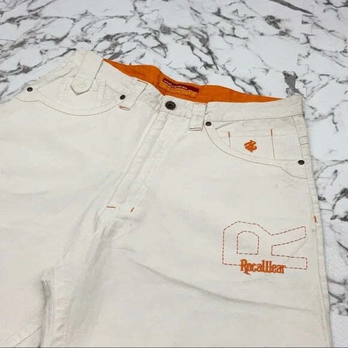 Men's Rocawear Off White | Orange Casual Shorts NWT - Picture 3 of 4