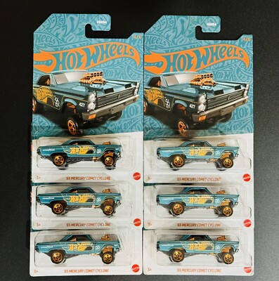 Lot Of (6) 2024 Hot Wheels '65 MERCURY COMET CYCLONE 4/6 Pearl & Chrome 56th Ann