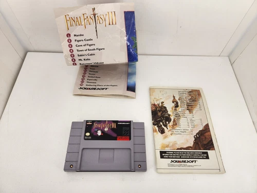 Final Fantasy III Authentic SNES Super Nintendo Game +  Original Manual And Map