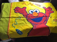 Vintage Sesame Street Big Bird Elmo Cookie Monster Pillow Case Bright Color Set
