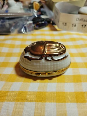 Vintage Chamart Peint Main Scarab Trinket Box