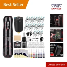 2025 Cordless Tattoo Machine Kit - Complete Set for Beginners with Ink & Needles