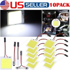 10x White T10 Ba9s 48smd Cob Led Car Interior Panel Festoon Light Dome Map Bulbs