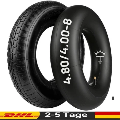 PARTSEE Schubkarrenrad 4.80/4.00-8 Reifen Schlauch 250kg Traglast Vollgummi Industrie DE