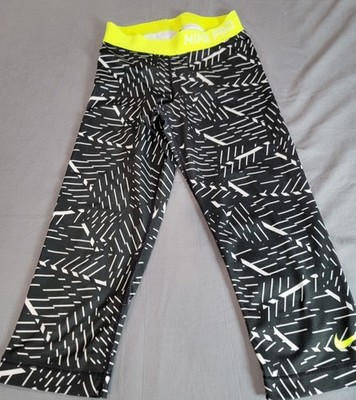 Womens XS Compression Capri Leggings Black White Athletic Activewear gym running