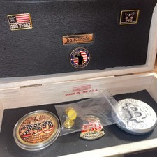 Art Hand Forge Bitcoin With 250 Years Of Freedom Gift Box AL .999