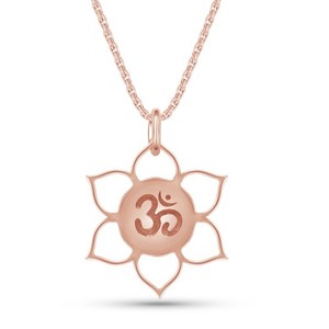 Authentic Lotus Om or Aum Pendant 18" Necklace For Women's 925 Sterling Silver