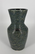 Grand Vase Accolay France En Céramique Émaillée Bleu Vert Signé