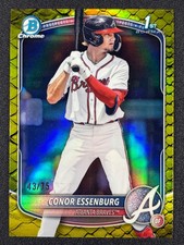 Conor Essenburg 2025 Bowman Draft 1st Chrome Yellow Reptillian Ref /75 BRAVES 