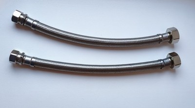 Edelstahl geflochtene flexible Hahnverbinder 15mm x 3/4'' BSP - 2x NEU 300mm
