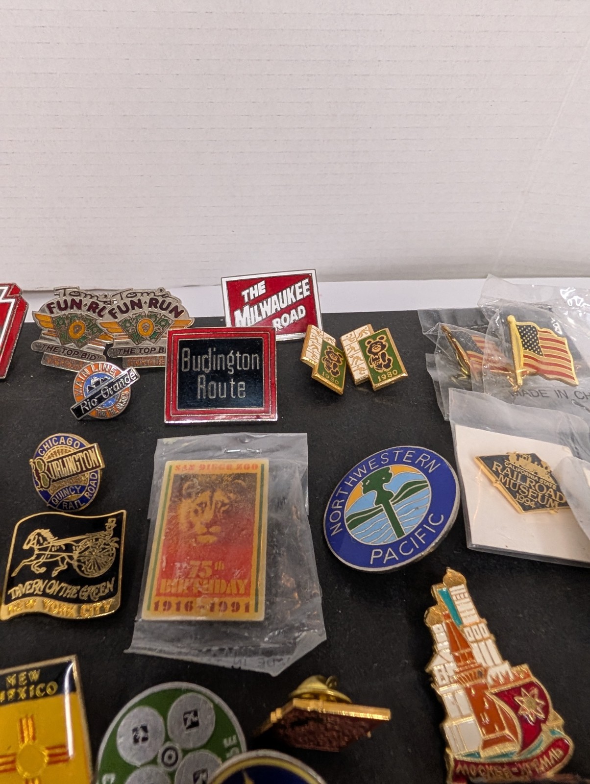 Large Lot 20+ Vintage Railroad Pins The Milwaukee Road Burlington Route 66 Train