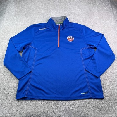 New York Islanders Sweater Mens 2XL XXL Blue Reebok Center Ice Half Zip Pullover