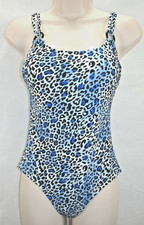Catalina 80's Style Animal Print Swimsuit Size M 8-10 Blue Black White