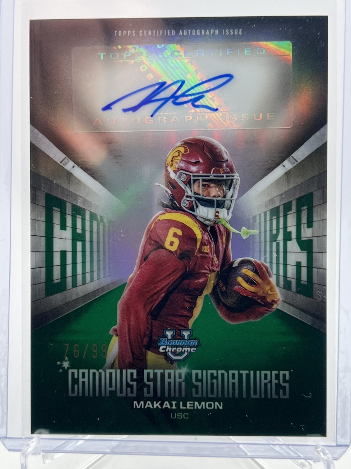 2025 Bowman Chrome U Makai Lemon Campus Star Signatures Green Auto /99 USC