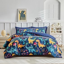 Wajade 7 Piece Dinosaur Comforter Set for Boys 3D Blue Dinosaur Print Bedding...