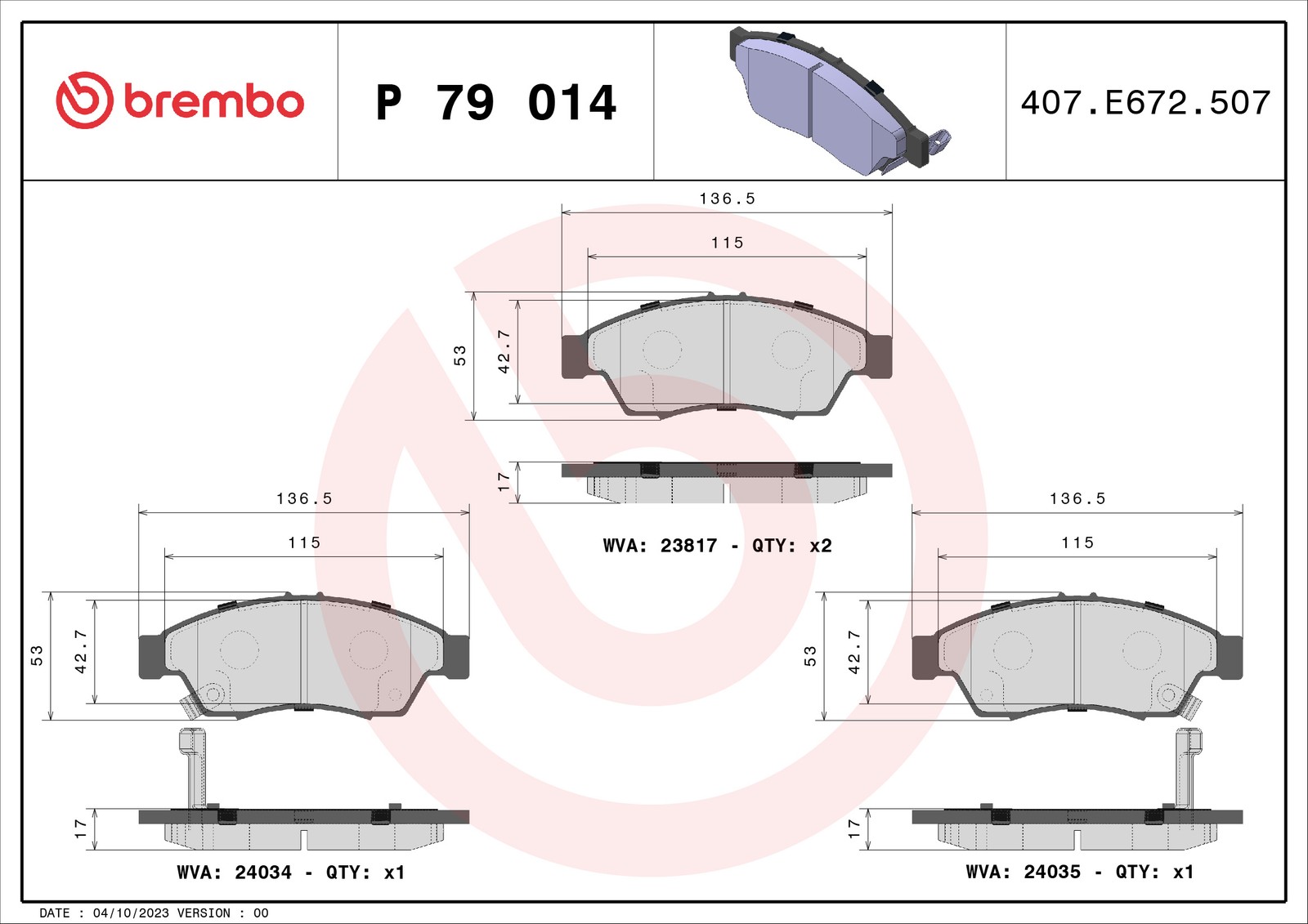 Fits BREMBO P 79 014 HAM PADS. FRONT SUZUKI LIANA 01-  ⭐UK Stock⭐