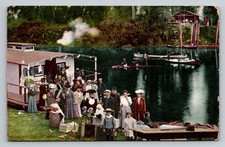 St. Joe River Idaho Houseboat River Picnic Scene ID c1910's Postcard