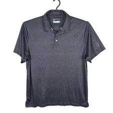Mens PGA Tour Pro Series Athletic Fit Black Pattern Polo Shirt Short Sleeve XL
