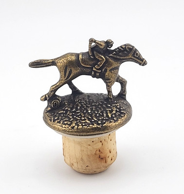 Blanton s Bourbon Whiskey Cork Bottle Stopper w/Race Horse & Jockey Bronze 'O'
