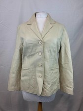 Woodland Soft Leather Jacket Blazer  Cream - Size 14 Vintage