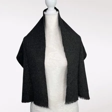 Cashmere Wool Scarf Charcoal Gray Fringe Handcraft Inc