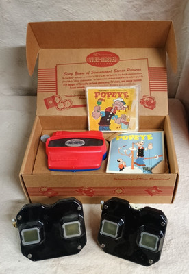 (2) Sawyer's 3D Black Bakelite View Master + Popeye 60th Anniversary in Box