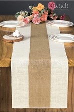 Rustic Table Runner Farmhouse Beige Ivory Neutral Burlap Table Deco NEW