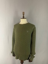 Gant Mens Cable Knit Sweater Size XL Olive Green Long Sleeve Crew Neck