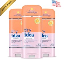 3 Pack Dry Idea Advanced Dry Unscented Antiperspirant  Deodorant Gel 3 Oz Each