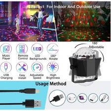 LED Disco Ball DJ Party Lights Sound Activated with Remote Control Strobe Lamp