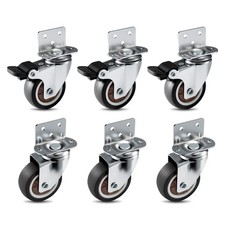 6 x Heavy Duty 300KG Rubber Swivel Castor Wheels Trolley Furniture Caster