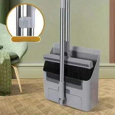 4 in1 Broom and Dustpan Set Lightweight Upright Lobby Broom and Dust Pan Combo-&