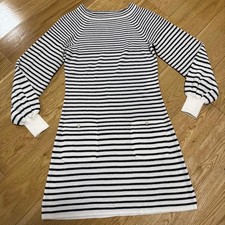 CHANEL Stripe Dress White Black Size 34