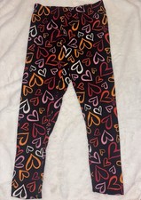 No Boundaries Juniors S/CH 3-5 Black Heart Print Leggings for Valentines Day   