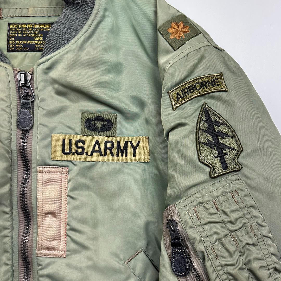 Buzz Ricksons MA1 Flight Jacket L Patch Used 90s … - image 5