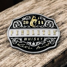Pendleton Whisky 2014 Let'er Buck Rodeo Cowboy Montana Silversmiths Belt Buckle