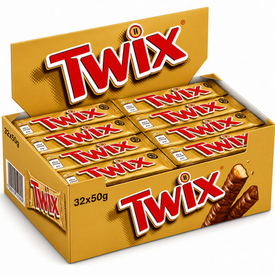 32x Twix Schokoriegel 50g   Knuspriger Keks mit Karamell & Milchschokolade 1,6kg